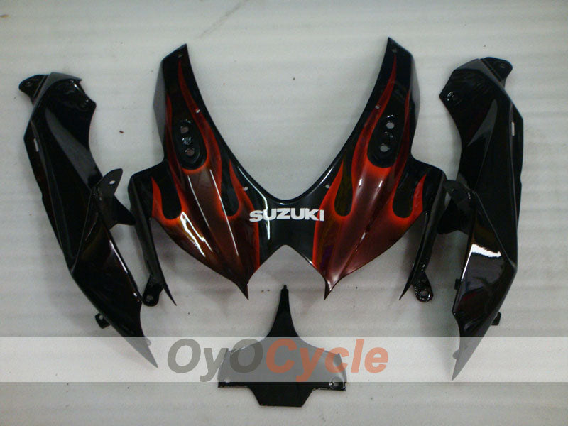 Verkleidungssatz für Einspritzmodelle 08-10 GSX R600 - Schwarz - Flamme #OYO87905385