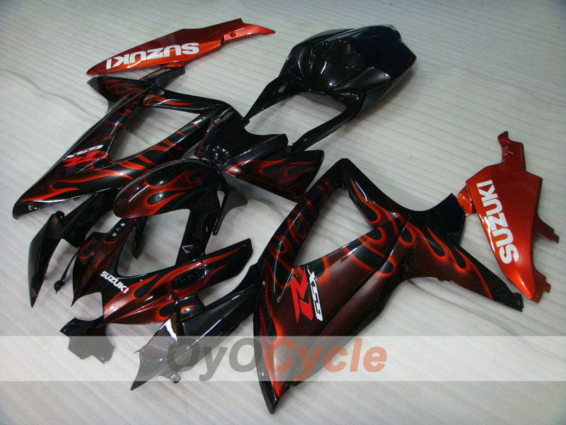 Verkleidungssatz für Einspritzmodelle 08-10 GSX R600 - Schwarz - Flamme #OYO87905385