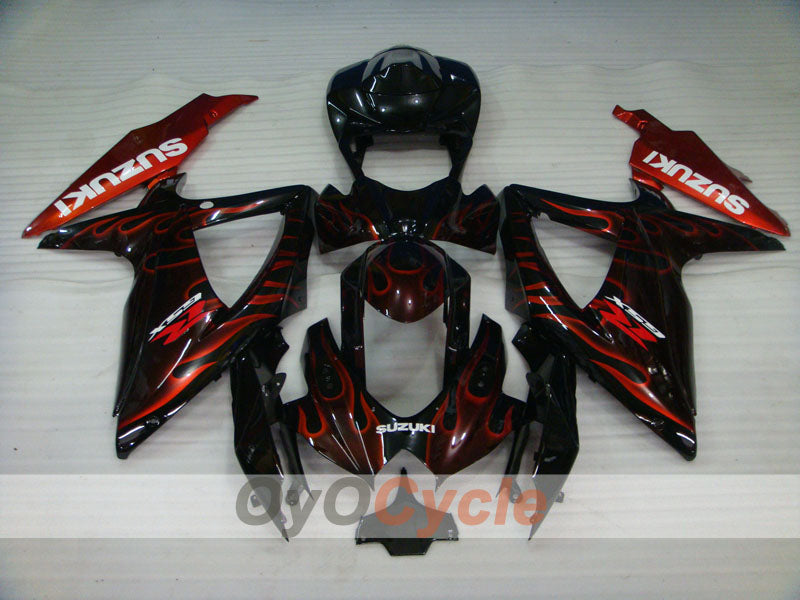 Verkleidungssatz für Einspritzmodelle 08-10 GSX R600 - Schwarz - Flamme #OYO87905385