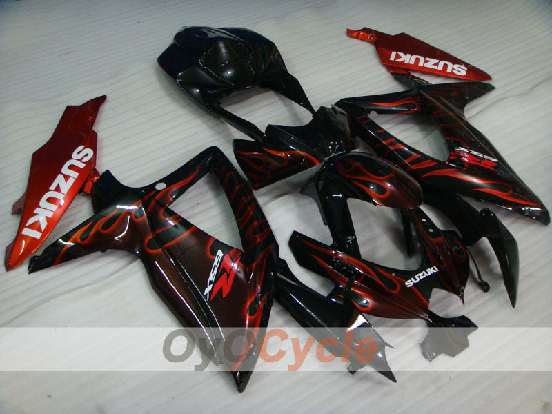 Verkleidungssatz für Einspritzermodelle der GSX R750 08-10 - Rot, Schwarz - Flamme #OYO87905428 Hauptbild