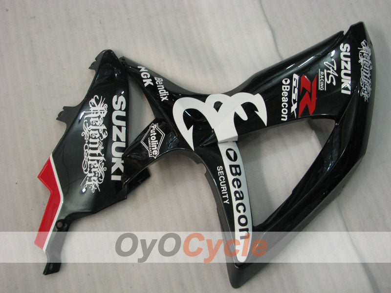 Verkleidungssatz für Einspritzmodelle 08-10 GSX R600 - Weiß, Schwarz - Beacon #OYO87905389