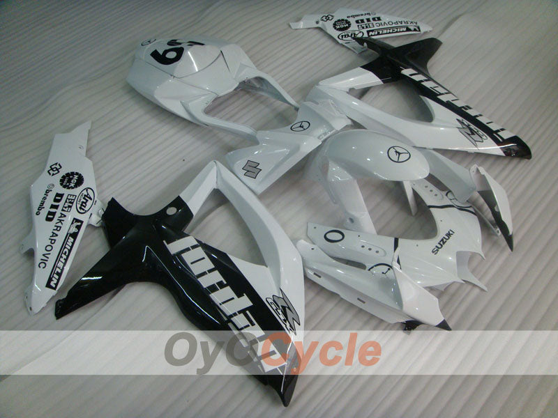Spritzverkleidungssatz für 08-10 GSX R600 - Weiß, Schwarz - Jordan #OYO87905390