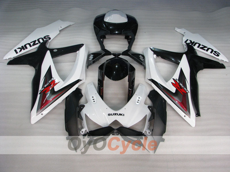 Spritzverkleidungssatz für 08-10 GSX R600 - Weiß, Schwarz - Werksstil #OYO87905394