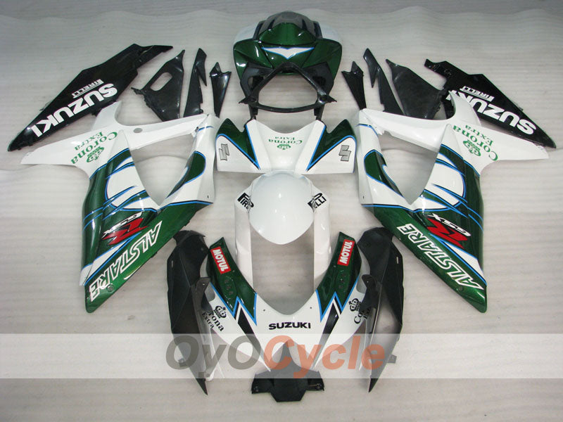 Verkleidungssatz für Einspritzmodelle für GSX R750 08-10 - Grün, Weiß - Corona #OYO87905445