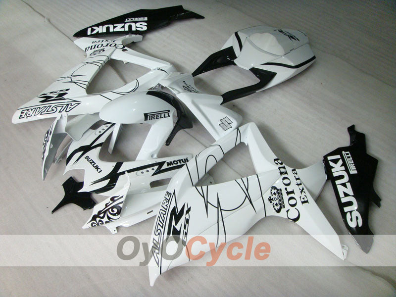 Verkleidungssatz für Einspritzmodelle 08-10 GSX R750 - Weiß, Schwarz - Corona #OYO87905457