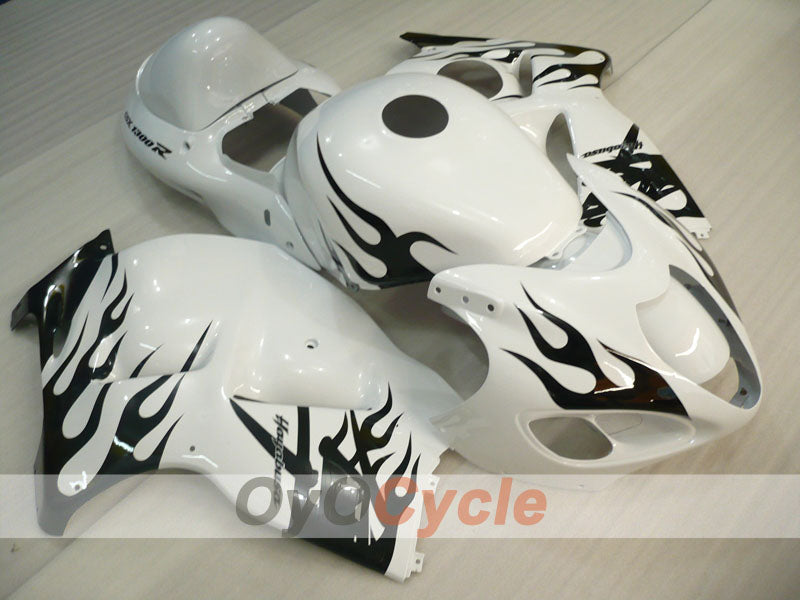 Verkleidungssatz für Einspritzer für GSXR1300 Hayabusa, 99-07 - Weiß, Schwarz - Flammen #OYO87905607 Hauptbild