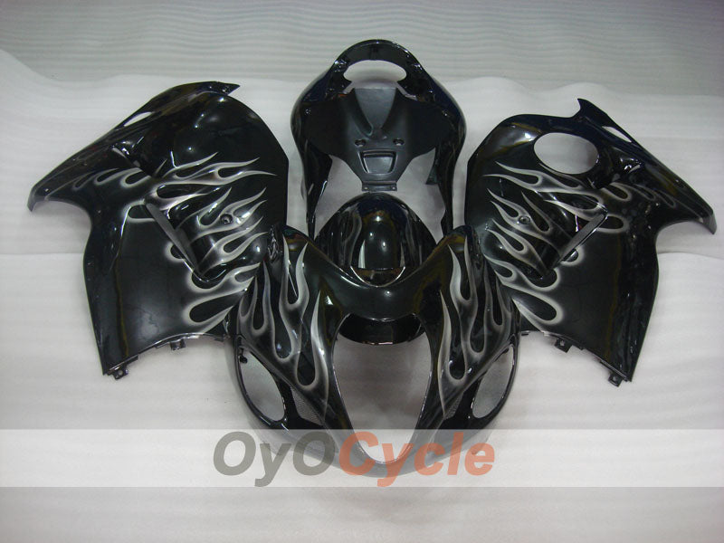Verkleidungssatz für Einspritzer für GSXR1300 Hayabusa, 99-07 - Schwarz - Flammen #OYO87905609