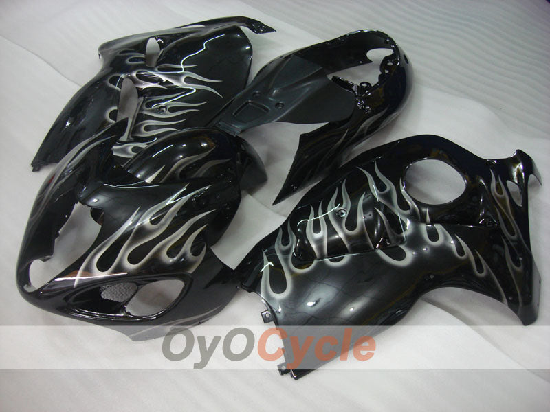 Verkleidungssatz für Einspritzer für GSXR1300 Hayabusa, 99-07 - Schwarz - Flammen #OYO87905609