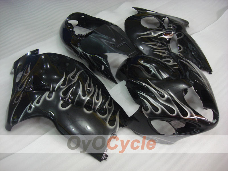 Verkleidungssatz für Einspritzer für GSXR1300 Hayabusa, 99-07 - Schwarz - Flammen #OYO87905609 Zweitbild