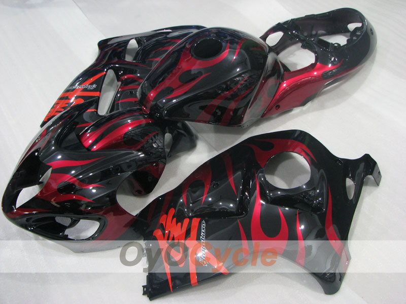 Verkleidungssatz für Einspritzer für GSXR1300 Hayabusa, 99-07 - Rot, Schwarz - Flammen #OYO87905614 Zweitbild