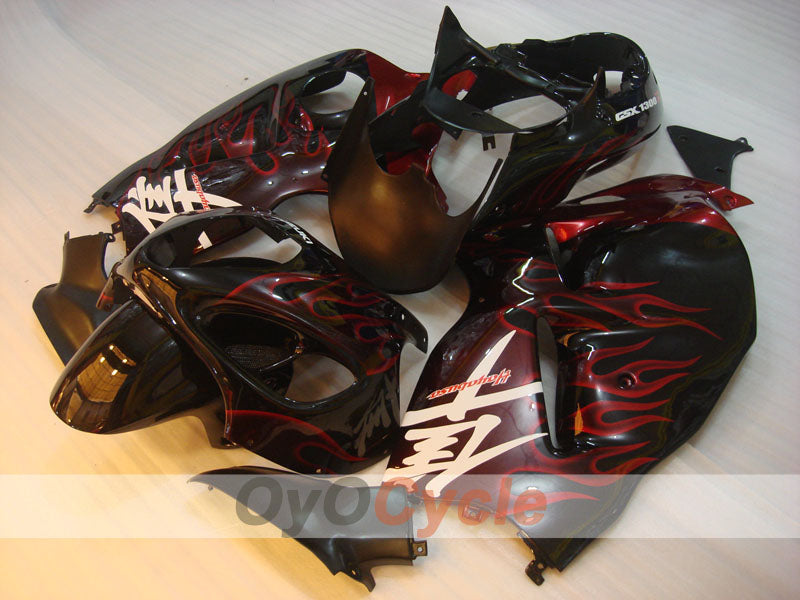 Verkleidungssatz für Einspritzer für GSXR1300 Hayabusa, 99-07 - Rot, Schwarz - Flammen #OYO87905615 Hauptbild