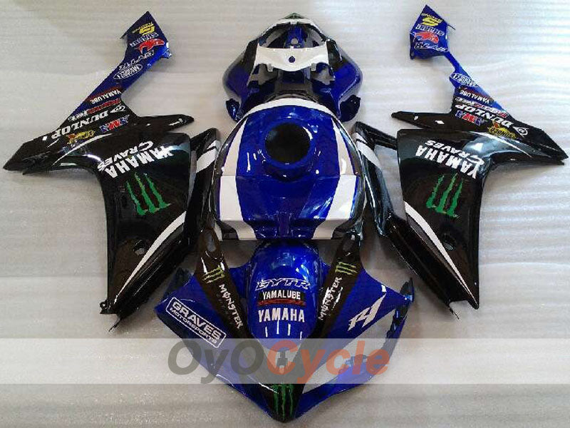 Einspritzverkleidungssatz für YZF-R1 07-08 - Blau, Weiß, Schwarz - Monster #OYO87905681