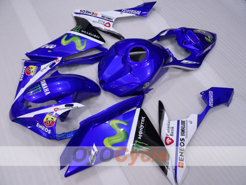Spritzverkleidungssatz für die YZF-R1, Baujahr 07-08 - Blau, Weiß, Schwarz - Monster #OYO87905695