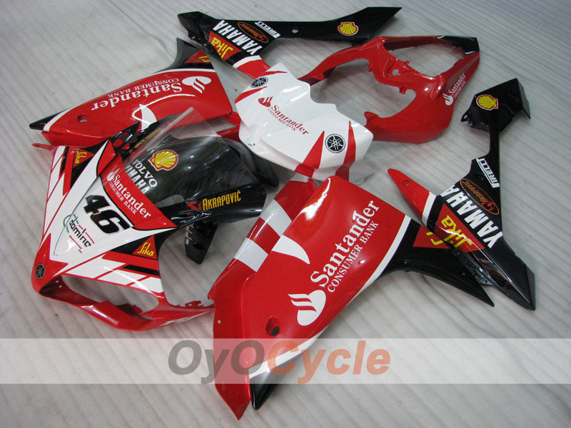 Spritzverkleidungssatz für die YZF-R1, Baujahr 07-08 - Rot, Weiß - Santander #OYO87905704