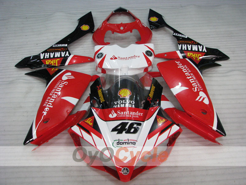 Spritzverkleidungssatz für die YZF-R1, Baujahr 07-08 - Rot, Weiß - Santander #OYO87905704