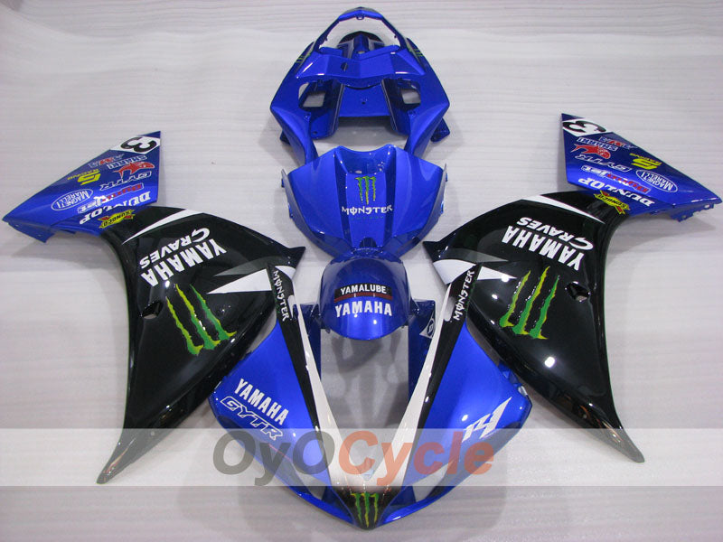 Einspritz-Verkleidungskit für YZF-R1 09-11 - Blau, Schwarz - Monster #OYO87905708