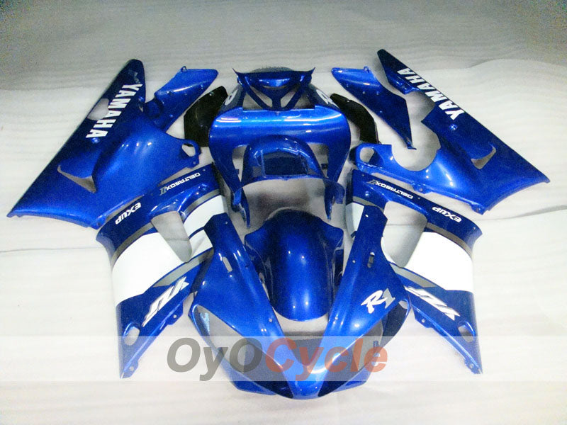 Verkleidungssatz für Einspritzmodelle der YZF-R1, Baujahr 00-01 - Blau, Weiß - Werksdesign #OYO87905750
