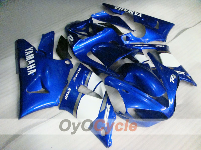 Verkleidungssatz für Einspritzmodelle der YZF-R1, Baujahr 00-01 - Blau, Weiß - Werksdesign #OYO87905750