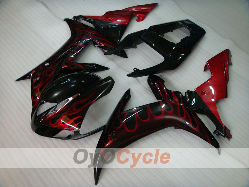 Einspritzverkleidungssatz für YZF-R1 02-03 - Rot, Schwarz - Flame #OYO87905765