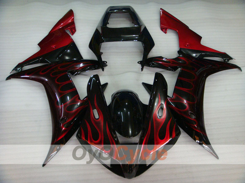 Einspritzverkleidungssatz für YZF-R1 02-03 - Rot, Schwarz - Flame #OYO87905765