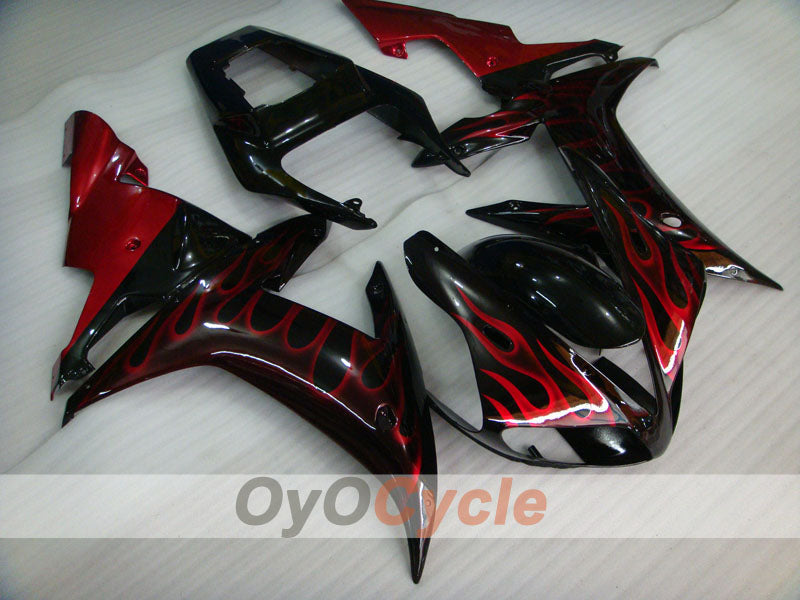 Einspritzverkleidungssatz für YZF-R1 02-03 - Rot, Schwarz - Flame #OYO87905765