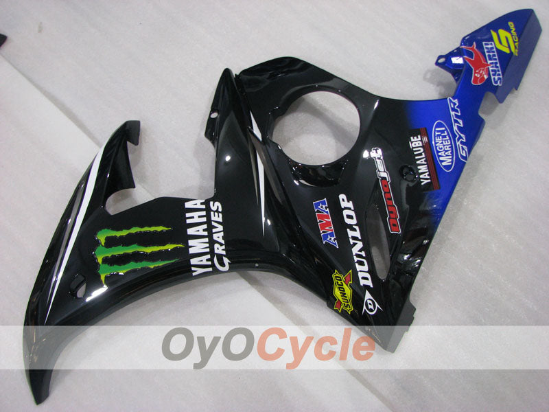 Verkleidungssatz für Einspritzermodelle der YZF-R6 05 - Blau, Schwarz - Monster #OYO87905836