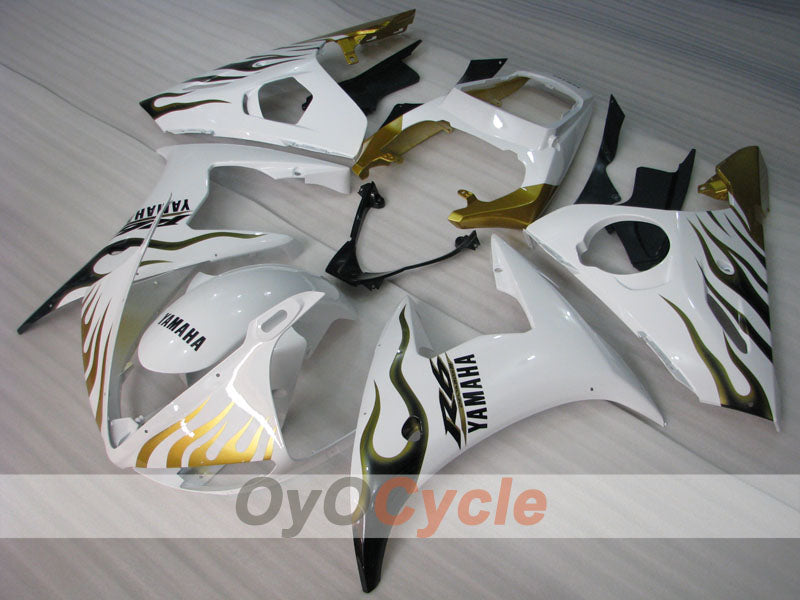 Einspritz-Verkleidungssatz für YZF-R6, Baujahr 05 - Weiß, Gold - Werksdesign, individuell anpassbar #OYO87905849
