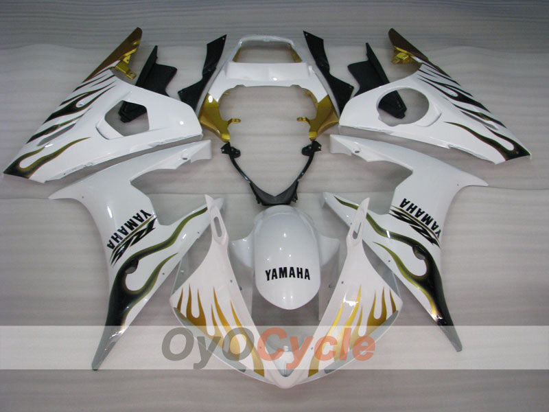 Einspritz-Verkleidungssatz für YZF-R6, Baujahr 05 - Weiß, Gold - Werksdesign, individuell anpassbar #OYO87905849