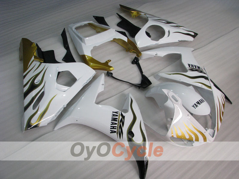 Einspritz-Verkleidungssatz für YZF-R6, Baujahr 05 - Weiß, Gold - Werksdesign, individuell anpassbar #OYO87905849