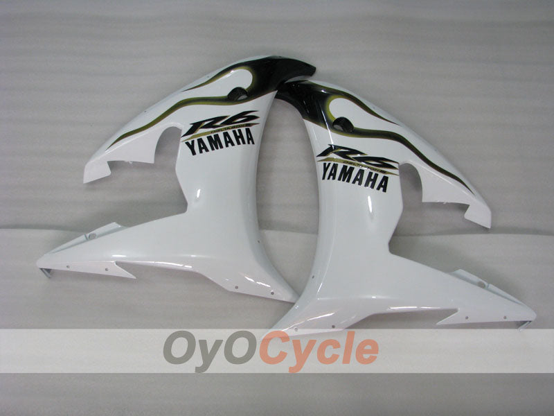 Einspritz-Verkleidungssatz für YZF-R6, Baujahr 05 - Weiß, Gold - Werksdesign, individuell anpassbar #OYO87905849