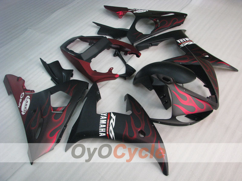 Verkleidungssatz für Einspritzung für YZF-R6 03-04 - Rot, Schwarz, Matt - Flamme #OYO87905812