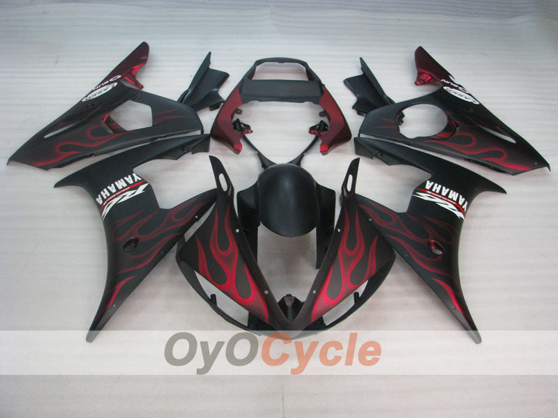 Verkleidungssatz für Einspritzung für YZF-R6 03-04 - Rot, Schwarz, Matt - Flamme #OYO87905812 Zweitbild