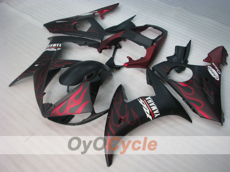 Verkleidungssatz für Einspritzung für YZF-R6 03-04 - Rot, Schwarz, Matt - Flamme #OYO87905812 Hauptbild