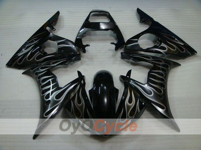 Spritzverkleidungssatz für 05 YZF-R6 - Schwarz - Flammen #OYO87905858