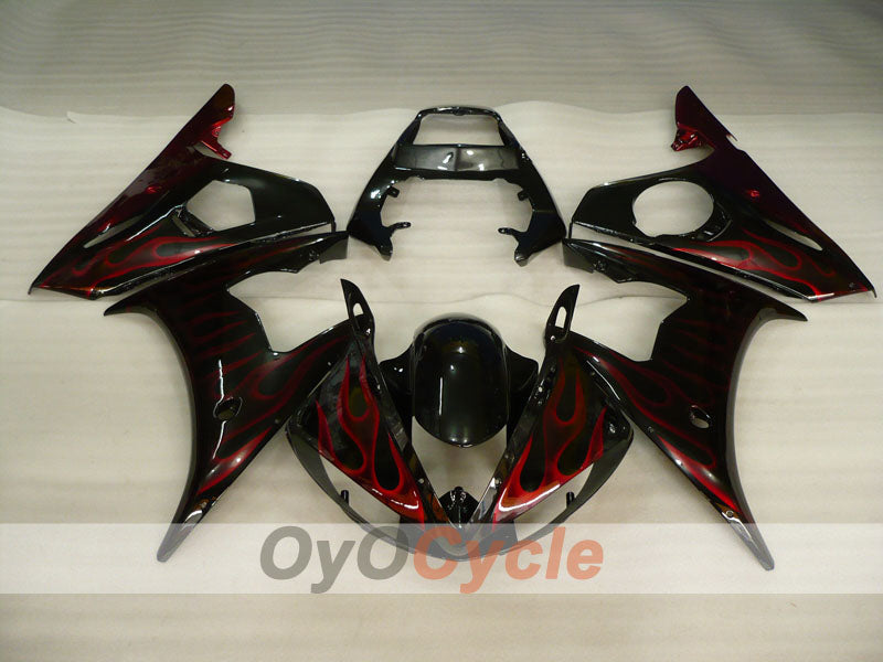 Einspritz-Verkleidungskit für YZF-R6 03-04 - Rot, Schwarz - Flamme #OYO87905826