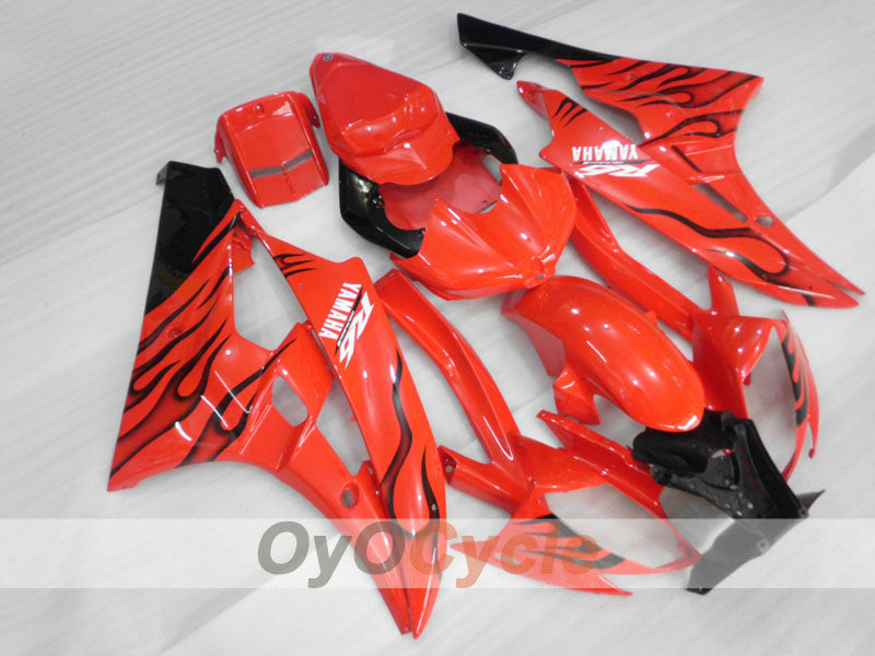 Verkleidungssatz für Kraftstoffeinspritzung für 06-07 YZF-R6 - Rot, Schwarz - Flame #OYO87905878