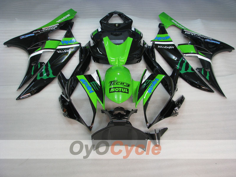 Verkleidungssatz für Einspritzmodelle 06-07 YZF-R6 - Grün, Schwarz - Monster #OYO87905881