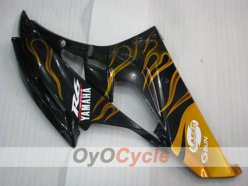 Verkleidungssatz für Einspritzmodelle 06-07 YZF-R6 - Schwarz, Gold - Flamme #OYO87905884