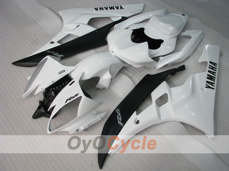 Verkleidungssatz für Einspritzmodelle 06-07 YZF-R6 - Weiß, Schwarz - Werksdesign #OYO87905885