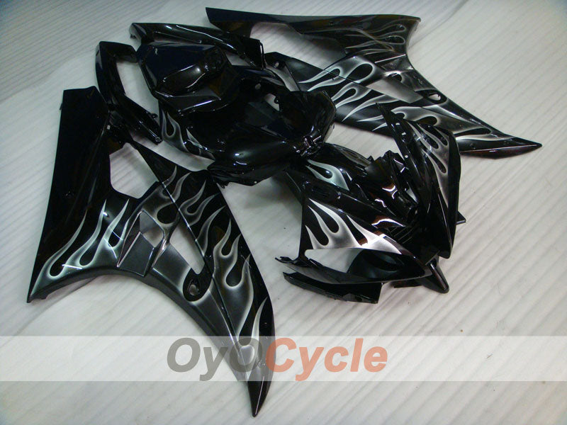 Verkleidungssatz für Einspritzmodelle 06-07 YZF-R6 - Schwarz - Flamme #OYO87905888 Zweitbild