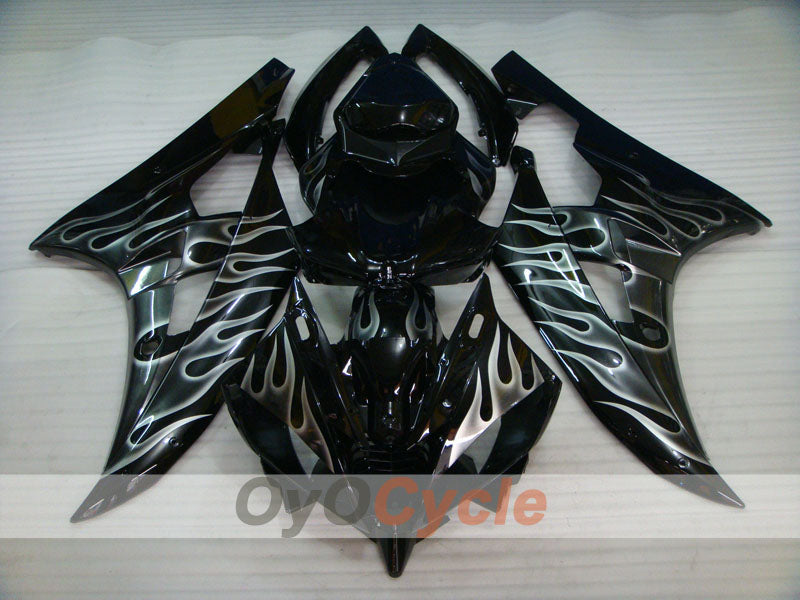 Verkleidungssatz für Einspritzmodelle 06-07 YZF-R6 - Schwarz - Flamme #OYO87905888 Hauptbild