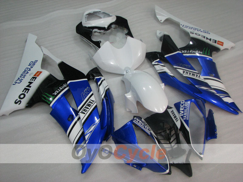 Verkleidungssatz für Einspritzmodelle 08-16 YZF-R6 - Blau, Weiß, Schwarz - Monster #OYO87905956
