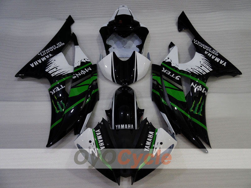 Verkleidungssatz für Einspritzmodelle 08-16 YZF-R6 - Grün, Weiß, Schwarz - Monster #OYO87905963