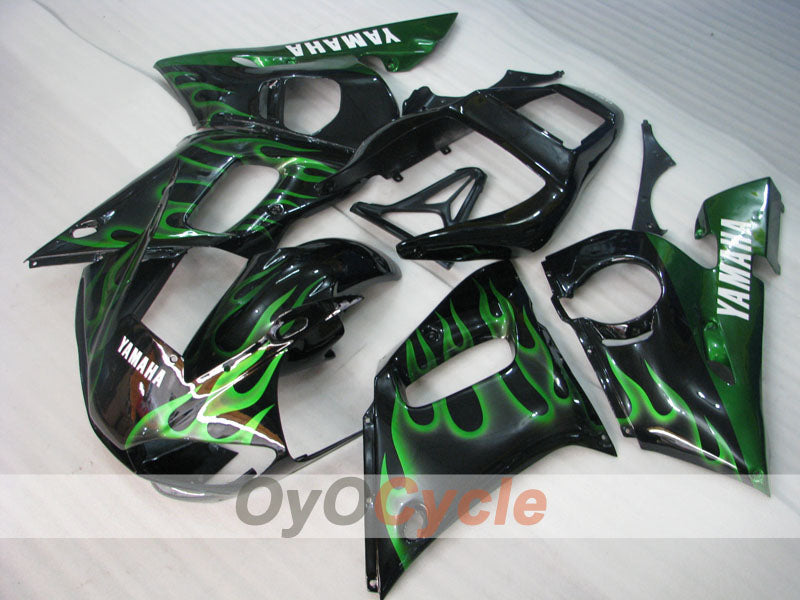 Einspritz-Verkleidungskit für YZF-R6 98-02 - Grün, Schwarz - Flamme #OYO87905977 Hauptbild