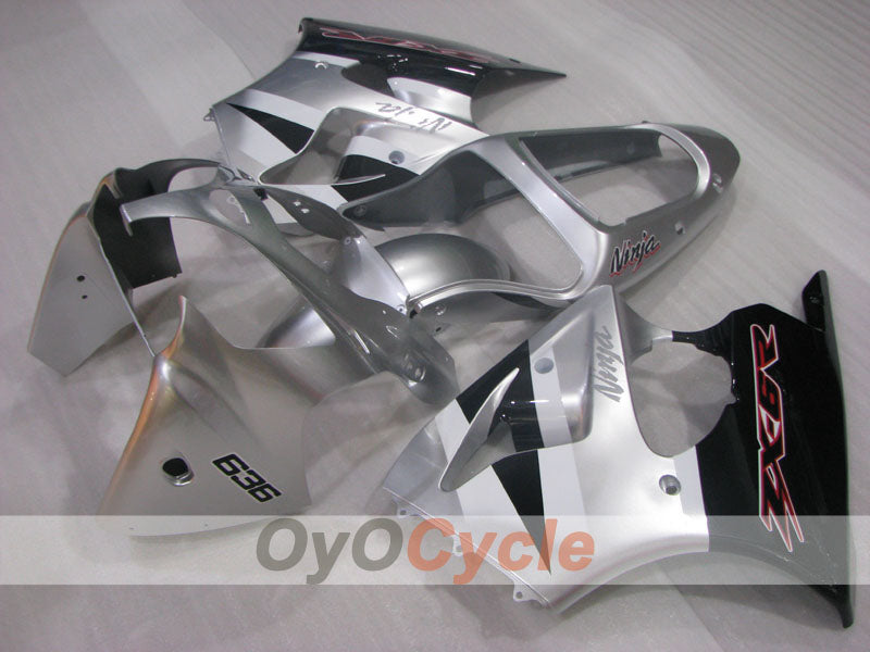 Einspritzverkleidungssatz für NINJA ZX-6R 00-02 - Schwarz, Silber - Werksstil #OYO87906022