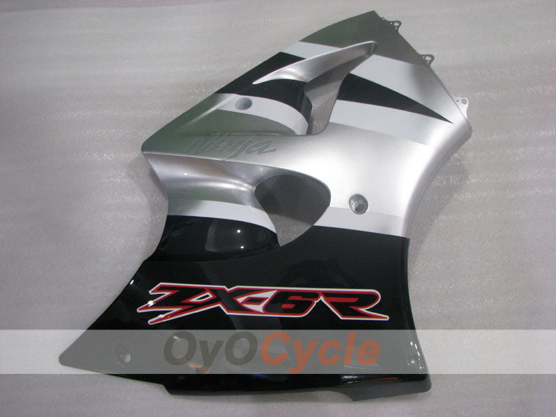 Einspritzverkleidungssatz für NINJA ZX-6R 00-02 - Schwarz, Silber - Werksstil #OYO87906022
