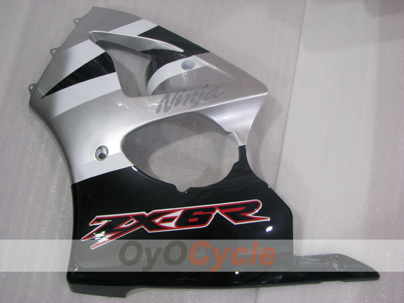 Einspritzverkleidungssatz für NINJA ZX-6R 00-02 - Schwarz, Silber - Werksstil #OYO87906022