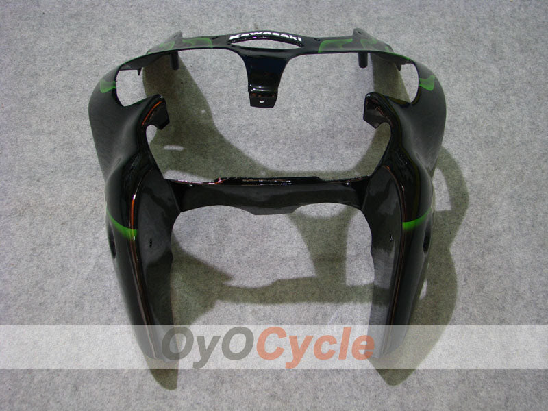 Einspritzverkleidungssatz für NINJA ZX-6R 00-02 - Grün, Schwarz - Flamme #OYO87906025