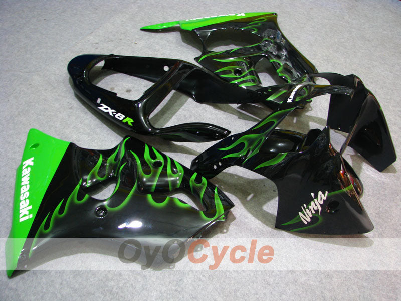 Einspritzverkleidungssatz für NINJA ZX-6R 00-02 - Grün, Schwarz - Flamme #OYO87906025 Hauptbild