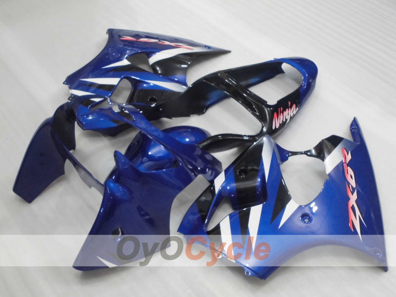 Einspritzverkleidungssatz für NINJA ZX-6R 00-02 - Blau, Weiß, Schwarz - Werksstil #OYO87906029